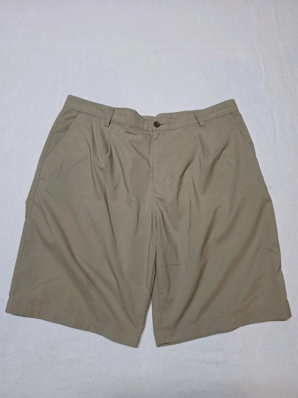 Adidas Golf Climalite Mens Size 38 Khaki Flat Front Performance Shorts